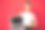 美丽的金发年轻女子与聚集头发向下看上网本键盘持有电脑笔记本电脑与空的显示器屏幕与模拟和复制空间穿着白色t恤孤立在红色的墙壁背景图片下载