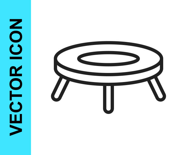 黑色线条跳跃蹦床图标孤立在白色背景。向量图片下载