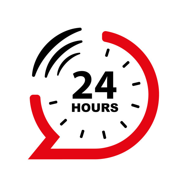 24/7服务图标在白色背景图片下载