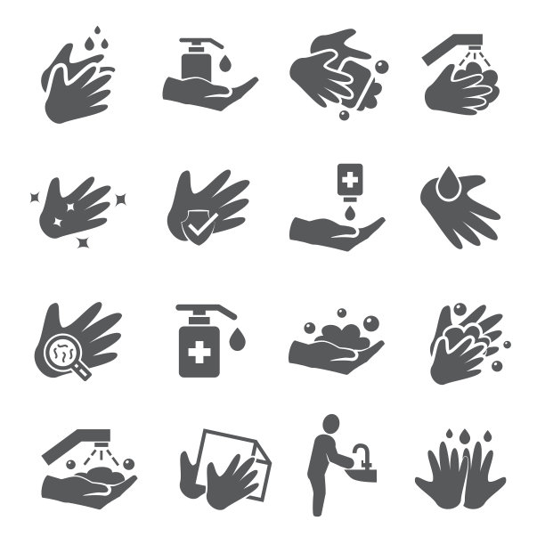 洗手图标设置在白色背景图片下载