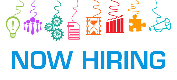 现在招聘彩色商业符号悬挂在顶部文字图片下载