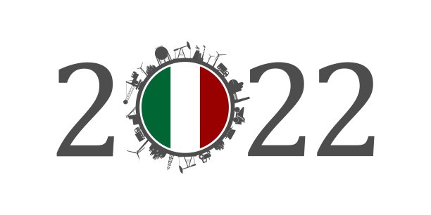 2022年的工业图标在零位数附近。意大利国旗。图片下载