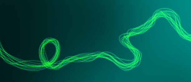 动态粒子声波与点光在绿色背景下流动图片下载