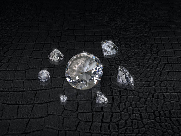 组钻石宝石在黑色的背景图片下载