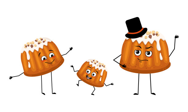 一家人的玻璃松饼人物与喜悦的情绪图片下载