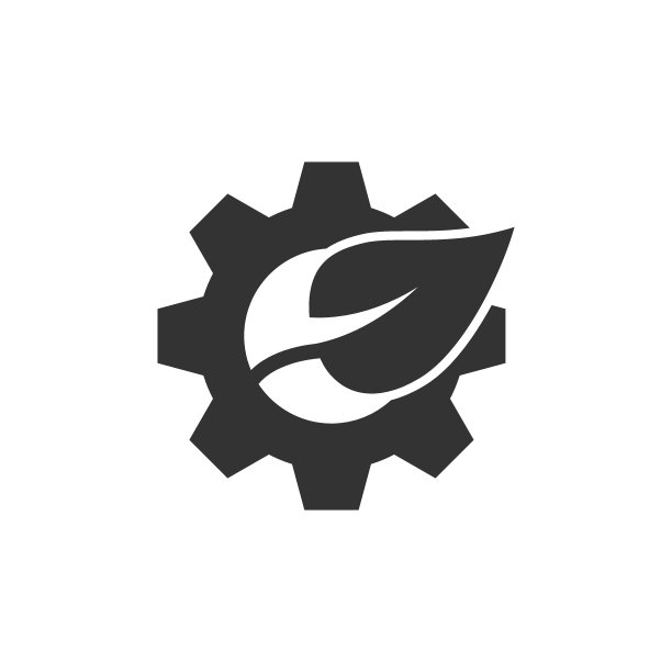 叶子和齿轮图标在平坦的风格。齿轮与植物矢量插图在白色孤立的背景。环保机器标识的经营理念。图片下载