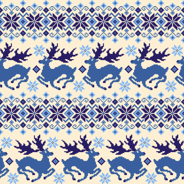 传统的驯鹿无缝诺德克图案，图片下载