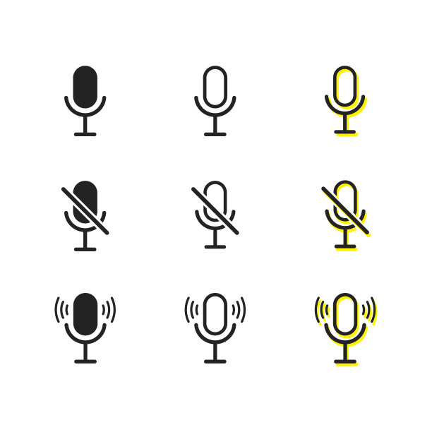 麦克风静音图标在白色背景上。简单的矢量插图集。调用的象征。线的艺术。图片下载