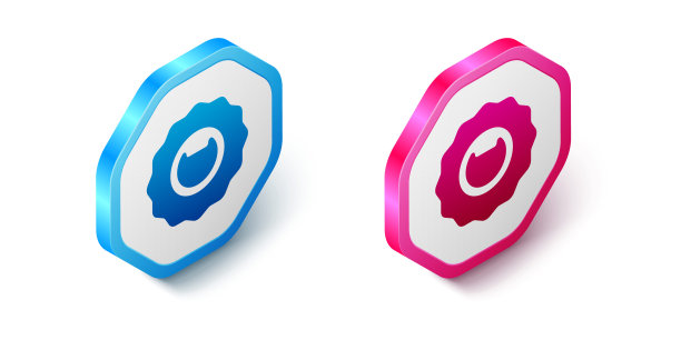 等距开瓶器图标孤立的白色背景。六角按钮。向量图片下载