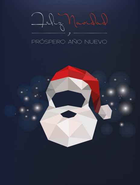 圣诞老人多边形。用西班牙语写的圣诞贺卡图片下载