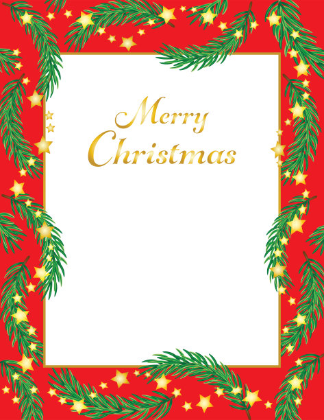 用常青树的树枝嫁给圣诞卡。图片下载
