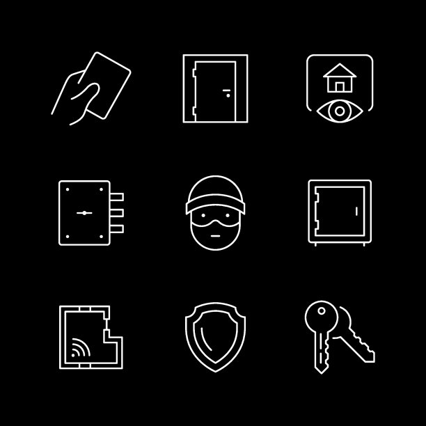 设置房屋安全的线图标图片下载