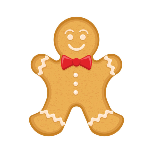 节日姜饼人饼干。新年装饰快乐。圣诞快乐的假期。人形节日饼干。矢量插图。图片下载