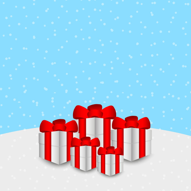 圣诞礼物就放在雪地上的蝴蝶结上图片下载