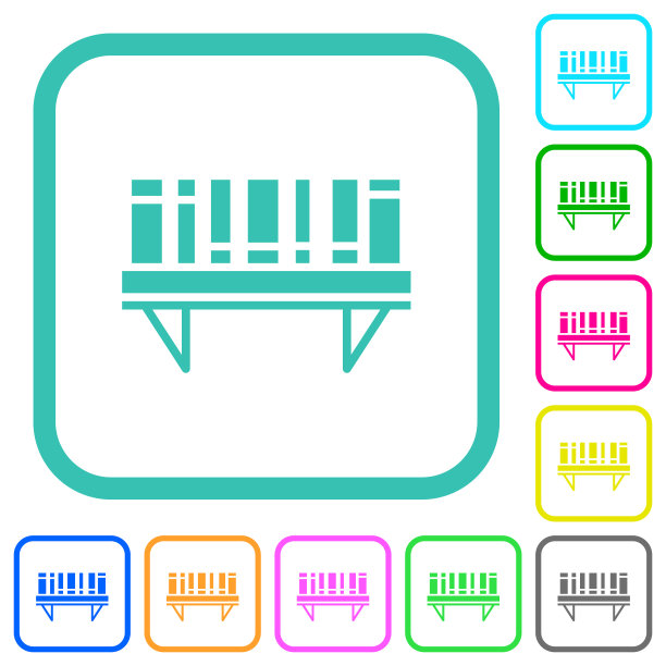 书架与书籍固体生动的彩色平图标图片下载