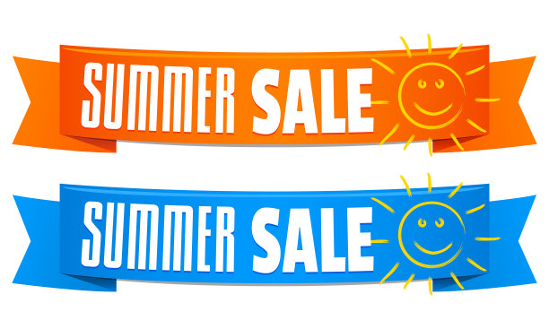 夏季销售丝带矢量横幅。图片下载