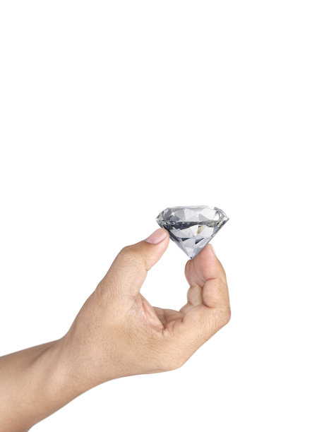 手握钻石孤立在白色背景图片下载