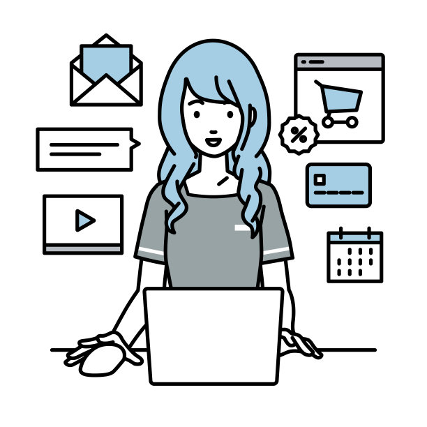 一个美容师女人使用笔记本电脑浏览网站，数字营销，支付，管理网上商店，并在她的办公桌上支持客户图片下载