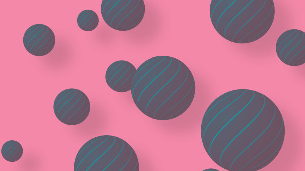 以粉红色的彩色球状为背景，抽象的多色几何形状图片下载