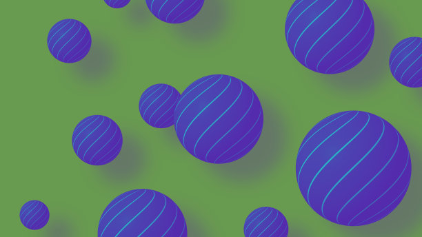 以绿色和蓝色的彩色球状为背景，抽象的多色几何形状图片下载