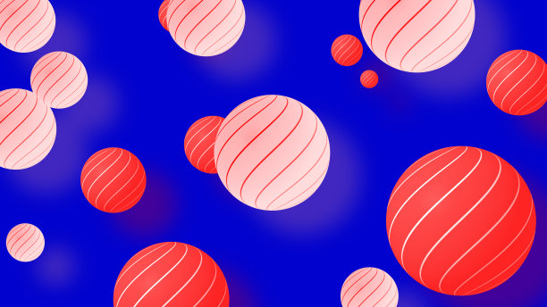 红色和蓝色彩色球状背景，抽象的多色几何形状图片下载