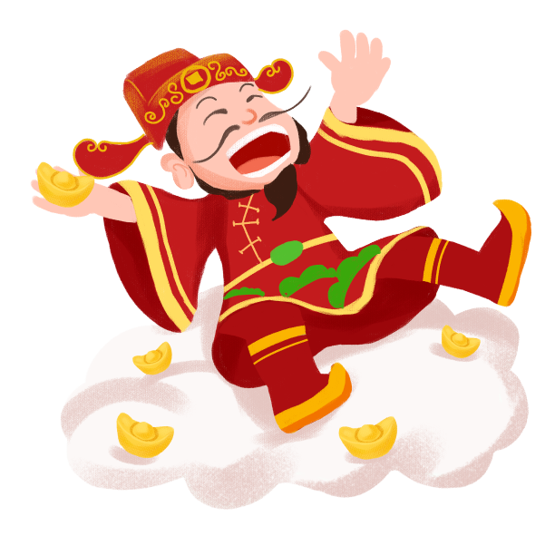 财神可爱插画节日元素素材图片
