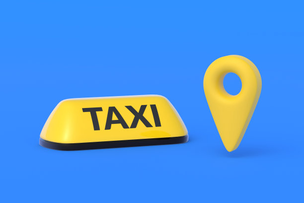 gps图标附近的黄色出租车标志。城市客运停留地。网络位置。网络跟踪。三维渲染图片下载