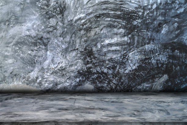 空的混凝土房间。用于展示产品的水泥地面和墙面内饰。纹理背景。图片下载