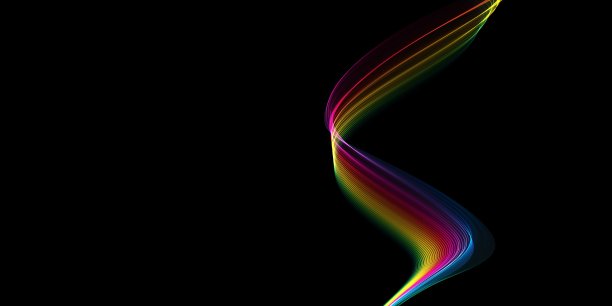 抽象的彩色波浪在一个黑色的背景图片下载