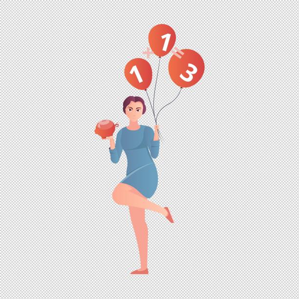 女人气球数字存钱罐图片下载