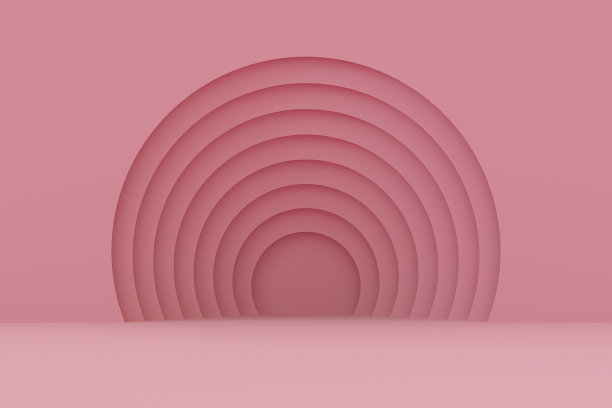 三维粉色抽象隧道背景，几何形状，最小设计图片下载
