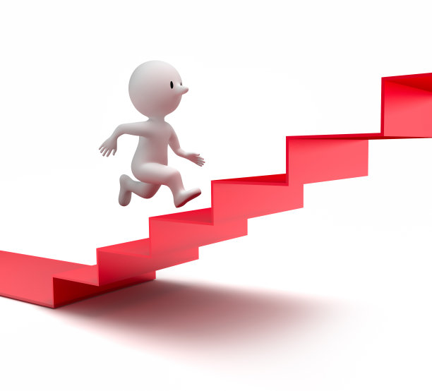 红色台阶上的小喜剧人图片下载