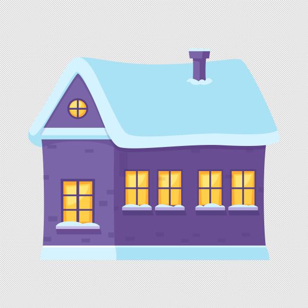 紫色房子积雪图片下载