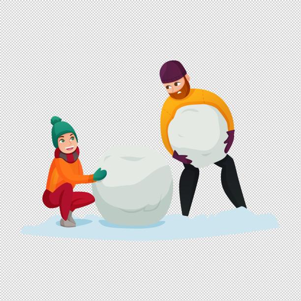 大人小孩雪球对话图片下载