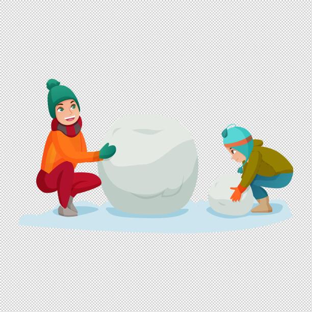 小孩雪地堆雪人图片下载