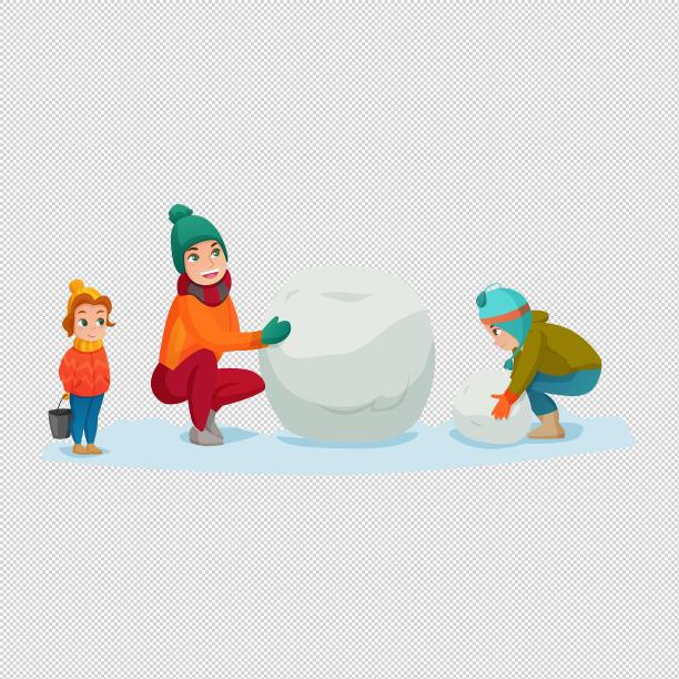 小孩堆雪人聊天图片下载