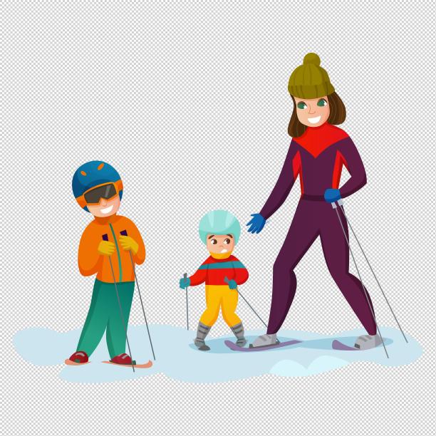 母子滑雪亲子运动图片下载