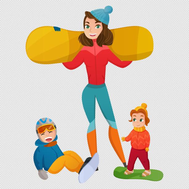 运动母子滑雪图片下载