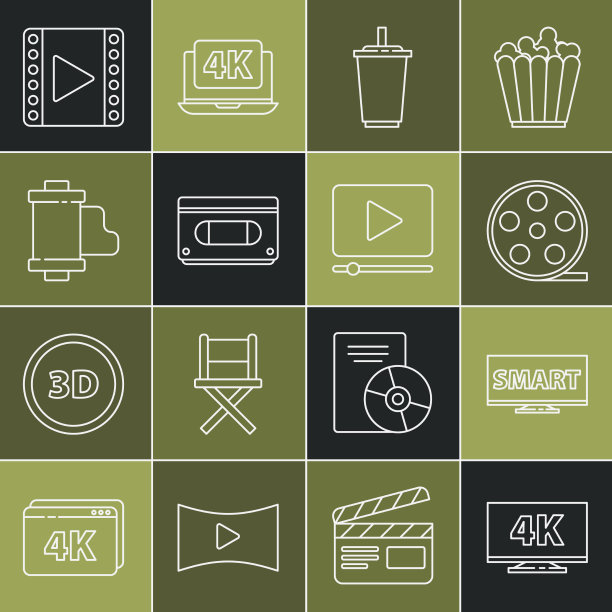 设置线屏幕电视与4k智能视频电影卷轴图片下载