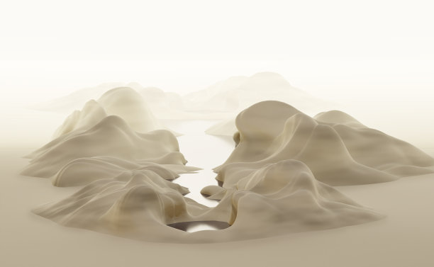 神奇的，未来的，柔和的风景。3 d演示。渲染图片下载