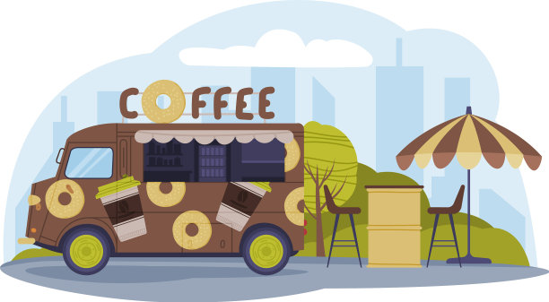 棕色食品卡车在绿色公园区域烹饪和图片下载