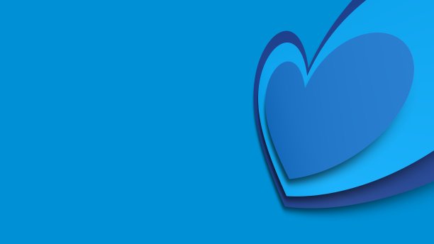 3D抽象的深蓝色背景与心脏形状。蓝色的几何结构。文本空白。图片下载