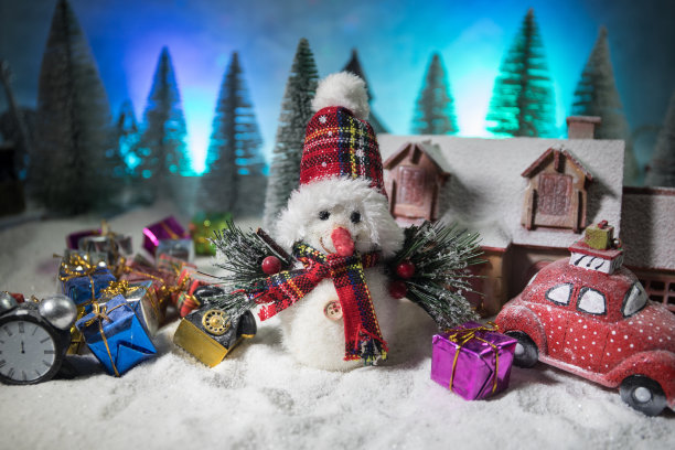 雪的传统节日属性。创意艺术品装饰。为文本腾出空间图片下载