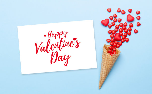 有心形糖果的情人节贺卡图片下载