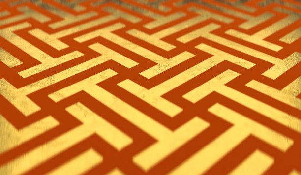 3d渲染中国金色经典吉祥图案中国新年背景微透镜。祝你好运。好运气。春节卷轴图片下载