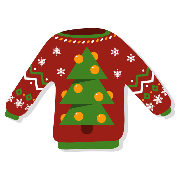 圣诞节丑陋跳线矢量卡通插图孤立在白色的背景。图片下载