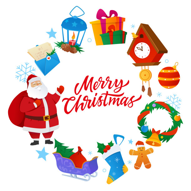 圣诞快乐-扁平设计风格的圆形横幅图片下载