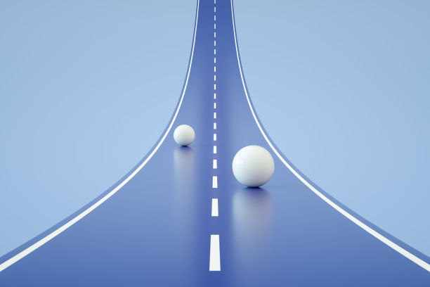 空荡的道路与球体，最小的想法概念图片下载