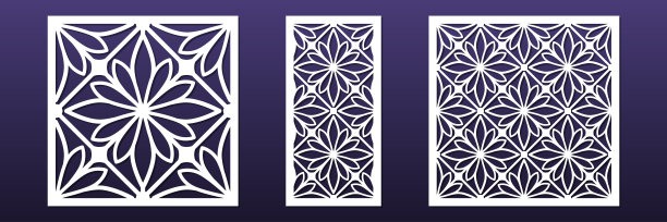 激光切割面板与现代抽象几何图案。数控切割或雕刻。家居室内设计，房间分隔，隐私屏，墙壁艺术，卡片背景装饰。矢量图图片下载