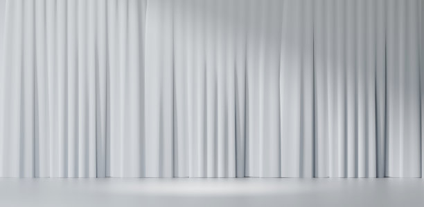 3 d渲染背景。白色干净的窗帘背景。用于展示的宽图像。图片下载